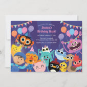 Super Simple Characters Festive Birthday Einladung (Vorderseite)