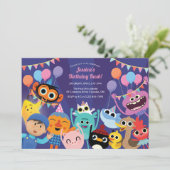 Super Simple Characters Festive Birthday Einladung (Stehend Vorderseite)