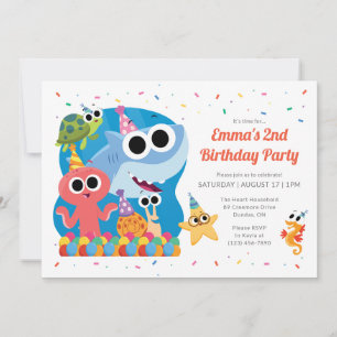 Super Simple Finny der Hai Konfetti Geburtstag Einladung