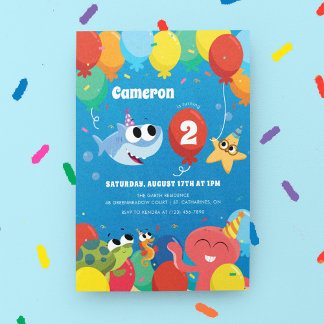 Super Simple | Finny the Shark Balloons Geburtstag Einladung