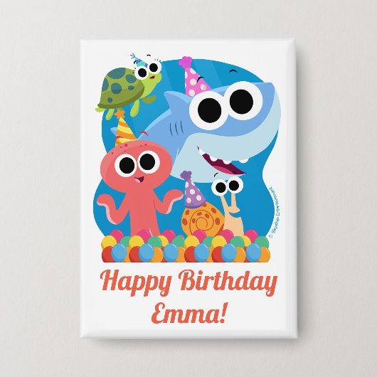 Super Simple | Finny the Shark Confetti Birthday Button (Vorderseite)