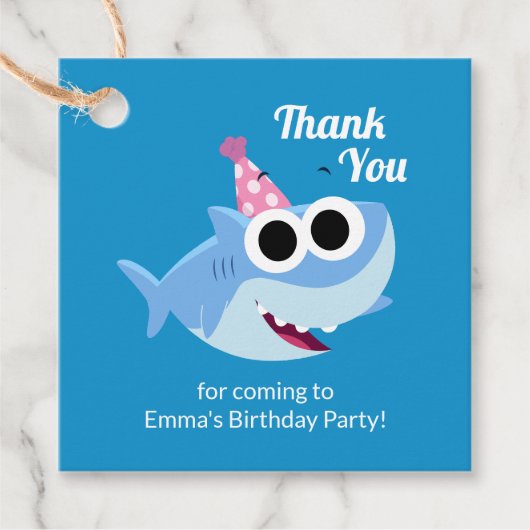 Super Simple | Finny the Shark Confetti Birthday Geschenkanhänger (Vorderseite)