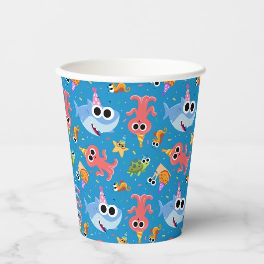 Super Simple | Finny the Shark Confetti Birthday Pappbecher (Vorderseite)