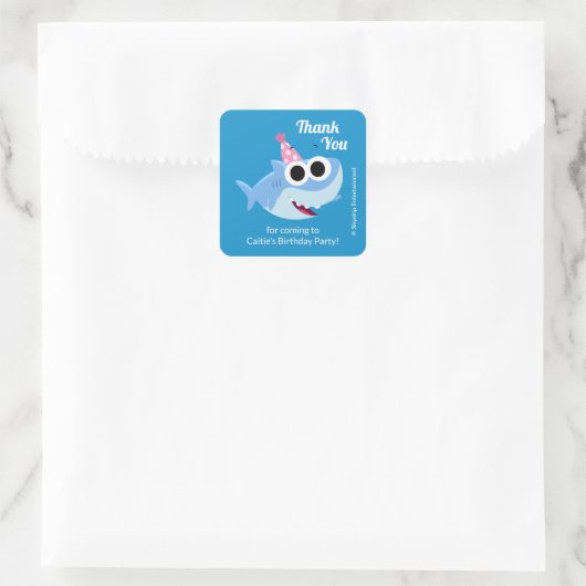 Super Simple | Finny the Shark Confetti Birthday Quadratischer Aufkleber (Tasche)