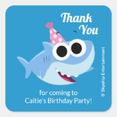 Super Simple | Finny the Shark Confetti Birthday Quadratischer Aufkleber (Vorderseite)