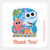 Super Simple | Finny the Shark Confetti Birthday Quadratischer Aufkleber (Vorderseite)