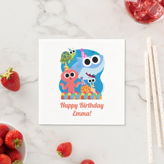 Super Simple | Finny the Shark Confetti Birthday Serviette (Beispiel)