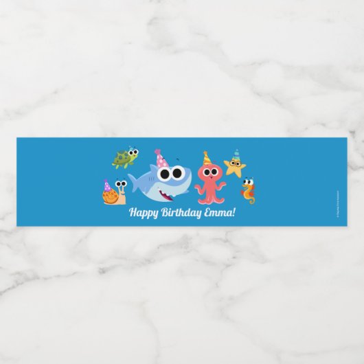 Super Simple | Finny the Shark Confetti Birthday Wasserflaschenetikett (Einzelnes Label)