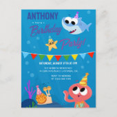 Super Simple | Finny the Shark Ocean Birthday Postkarte (Vorderseite)