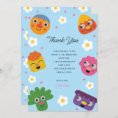 Super Simple | Noodle & Pals Blue Floral Geburtsta Dankeskarte (Vorne/Hinten)