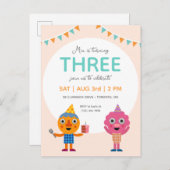 Super Simple | Noodle & Pals Pink zum Geburtstag Postkarte (Vorne/Hinten)