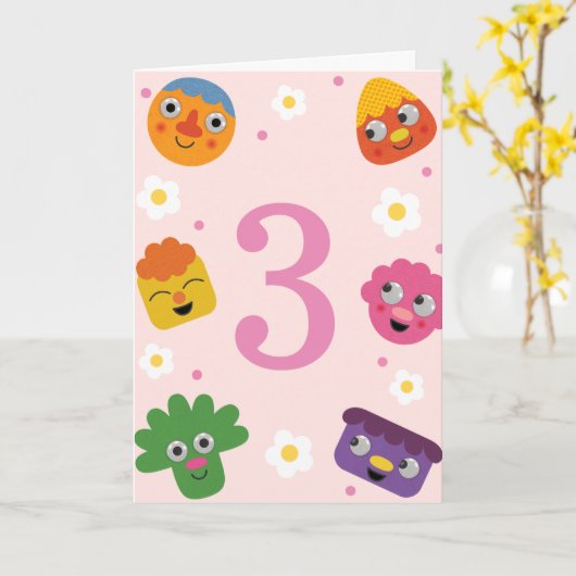 Super Simple | Noodle & Pals Rosa Blütengeburt Karte (Gelbe Blume)