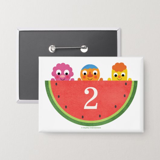 Super Simple | Noodle & Pals Watermelon Party Button (Vorderseite/Rückseite)
