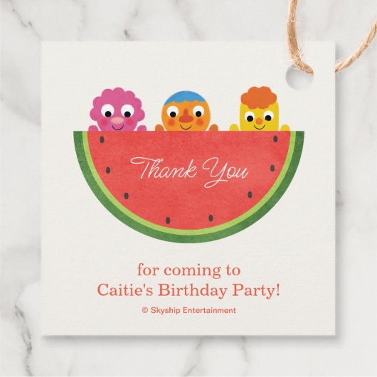 Super Simple | Noodle & Pals Watermelon Party Geschenkanhänger (Rückseite)