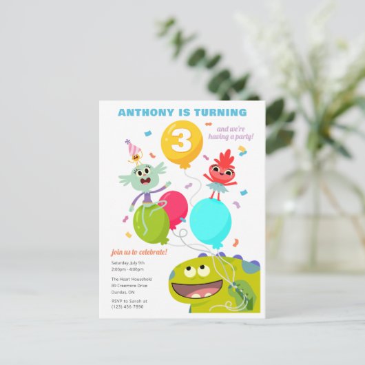 Super Simple | Rhymington Confetti Birthday Postkarte (Stehend Vorderseite)