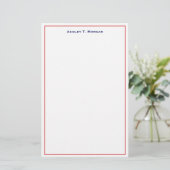 Super Simplizity Red Blue Personalisiert Briefpapier (Stehend Vorderseite)
