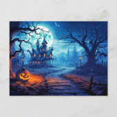 Super Sinister Pumpkin & Spuk House Postkarte (Vorderseite)