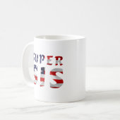 Super Sis und die amerikanische Flagge Kaffeetasse (Vorderseite Links)