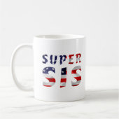 Super Sis und die amerikanische Flagge Kaffeetasse (Links)
