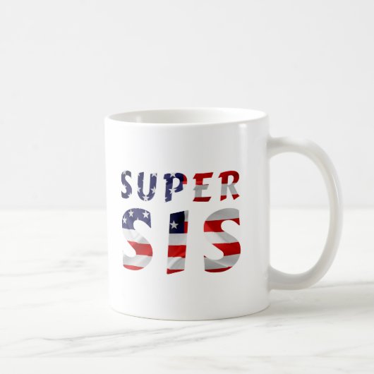 Super Sis und die amerikanische Flagge Kaffeetasse (Rechts)