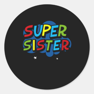 Super Sister lustiger Gamer Geburtstagsgeschenk Runder Aufkleber