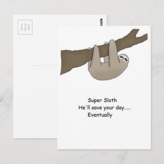 Super Sloth Hero Postkarte (Vorne/Hinten)