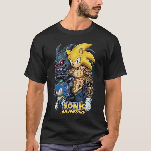 Super Sonic Tattooed Gym Bro T-Shirt | Beta Sonic (Vorderseite)