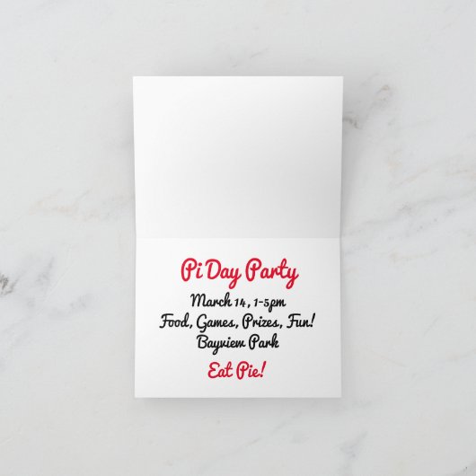 Super Special Pi Day Gefolgte Einladung (Innenseite)