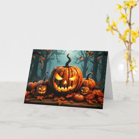 Super Spooky Halloween Pumpkins Karte (Gelbe Blume)