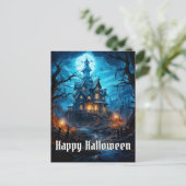 Super Spooky Happy Halloween Spuk House Postkarte (Stehend Vorderseite)