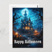 Super Spooky Happy Halloween Spuk House Postkarte (Vorne/Hinten)