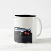 Super-Sportwagen Kaffee-Tasse auf schwarz Zweifarbige Tasse (VorderseiteRechts)