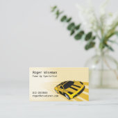 Super Sporty Yellow Business Card Visitenkarte (Stehend Vorderseite)