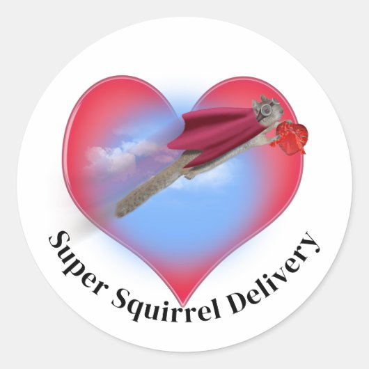 Super Squirrel Delivery Valentine's Day Runder Aufkleber (Vorderseite)