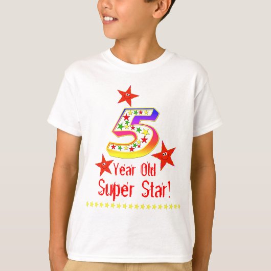 Super Star 5th Birthday Shirt für Jungs (Vorderseite)