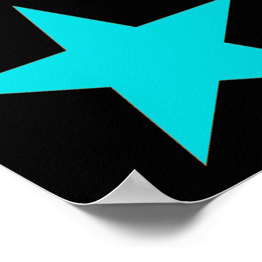 Super Star Aquamarin Yellow Wirbel Stars Pattern Poster (Ecke)