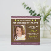 Super Star! Einladung zur Lila Geburtstagsparty (Stehend Vorderseite)