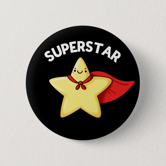 Super Star Funny Astronomie Pun Dark BG Button (Vorderseite)