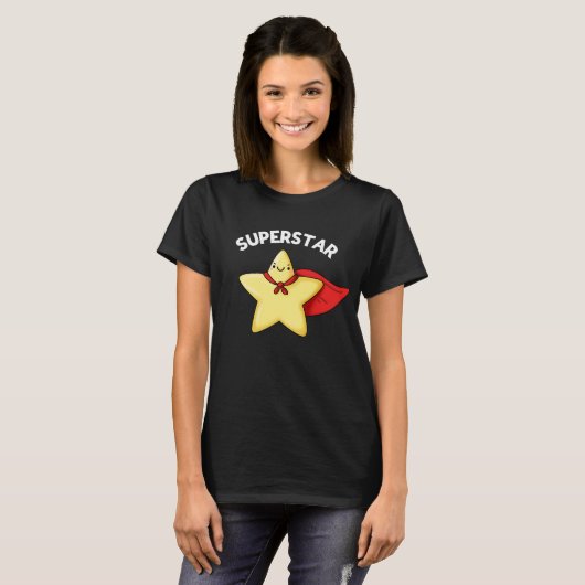 Super Star Funny Astronomie Pun Dark BG T-Shirt (Vorne ganz)