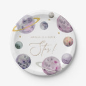 Super Star im Weltraum individuell anpassbar Pappteller (Vorderseite)