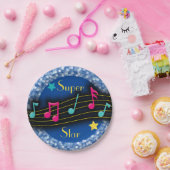 Super Star Musiknotens Classic Round Pappteller (Party)