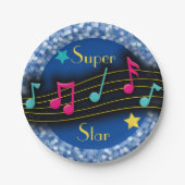 Super Star Musiknotens Classic Round Pappteller (Vorderseite)