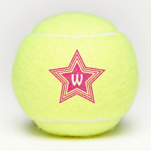 Super Star Pink Monogram Initial Tennisbälle (Vorderseite)