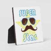Super Star with sunglasses and mustache Fotoplatte (Vorderseite)