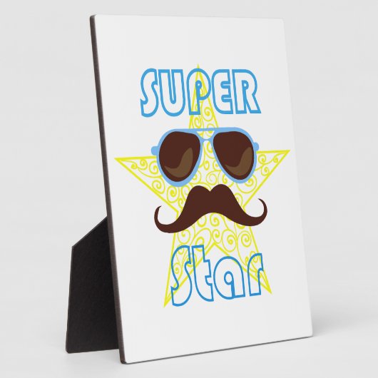Super Star with sunglasses and mustache Fotoplatte (Seite)