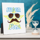 Super Star with sunglasses and mustache Fotoplatte (Seite)