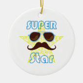 Super Star with sunglasses and mustache Keramik Ornament (Vorne)