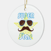 Super Star with sunglasses and mustache Keramik Ornament (Links)