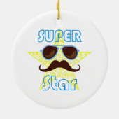 Super Star with sunglasses and mustache Keramik Ornament (Hinten)