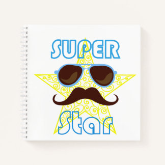 Super Star with sunglasses and mustache Notizblock